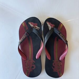 Black and Red Flip Flops with Logo